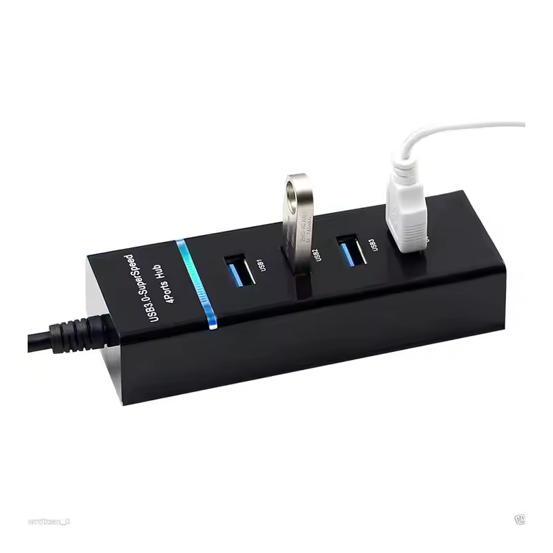 USB Hub 4 Ports, Multiple USB 3.0 Hub speed to 5Gbps Data Transfer Rate and  Supports Simultaneous Operation of Multiple USB 3.0